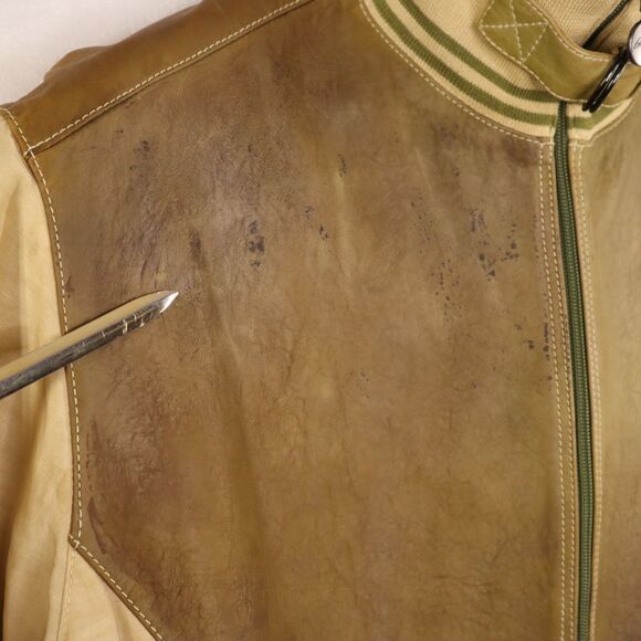 Vintage 70's 80's Brioni ROMA Calfskin Leather Linen Cotton Silk Jacket Men's 44 - Picture 2 of 16